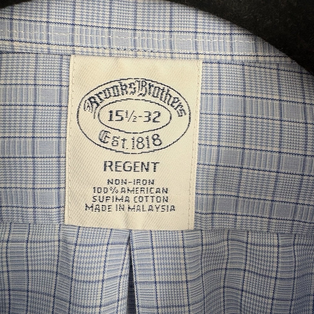 Brooks Brothers Regent Dress Shirt 15.5 - 32 Blue Non Iron Long Sleeve Blue - Picture 3 of 7